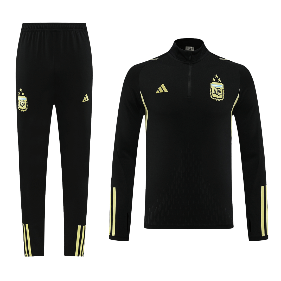 8bf5d948ba5de8d41bf4cd3a38715749.png Argentina 1/4 Zip Tracksuit 2023/24 Black - Image 1