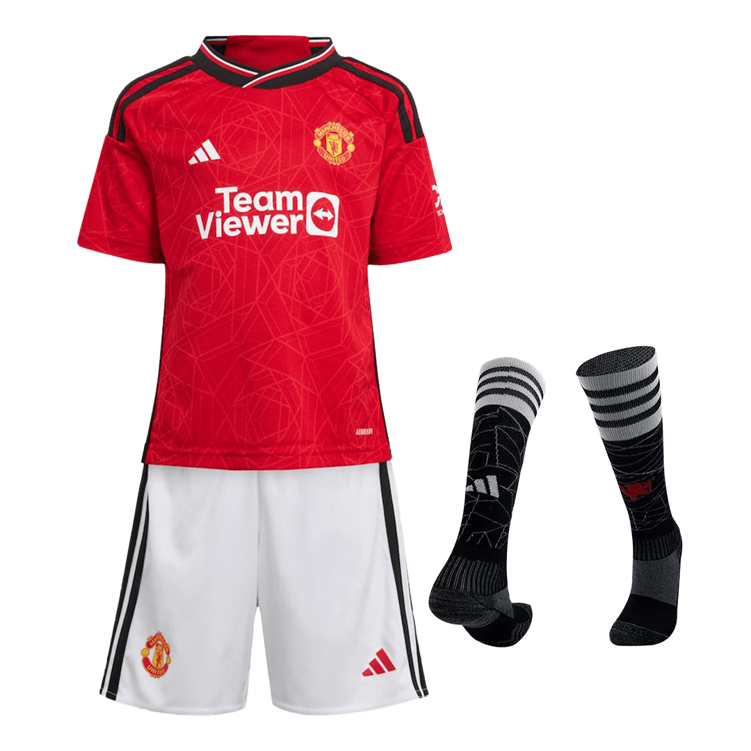 b45878ac6f1d4a82b8746cc3ce42dc9b.png Manchester United Home Kids Jerseys Full Kit 2023/24 - Image 1